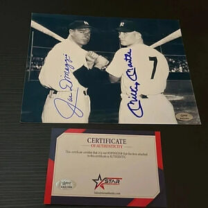 Joe Dimaggio and Mickey Mantle signed ph